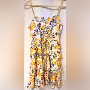 Trixxi Women's Floral Babydoll Dress, Tiered Layers Linen Blend Fairycore. NWOT